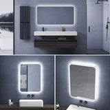 glasvilla Miroir Mural de Salle de Bain Miroir de Salle de Bain LED avec Interrupteur Tactile Antibuée Couche Antibuée