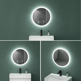 glasvilla Miroir Mural de Salle de Bain Miroir Lumineux Rond à LED Miroir de Salle de Bain à LED avec Interrupteur Tactile Couche Antibuée LED-Spiegel 05