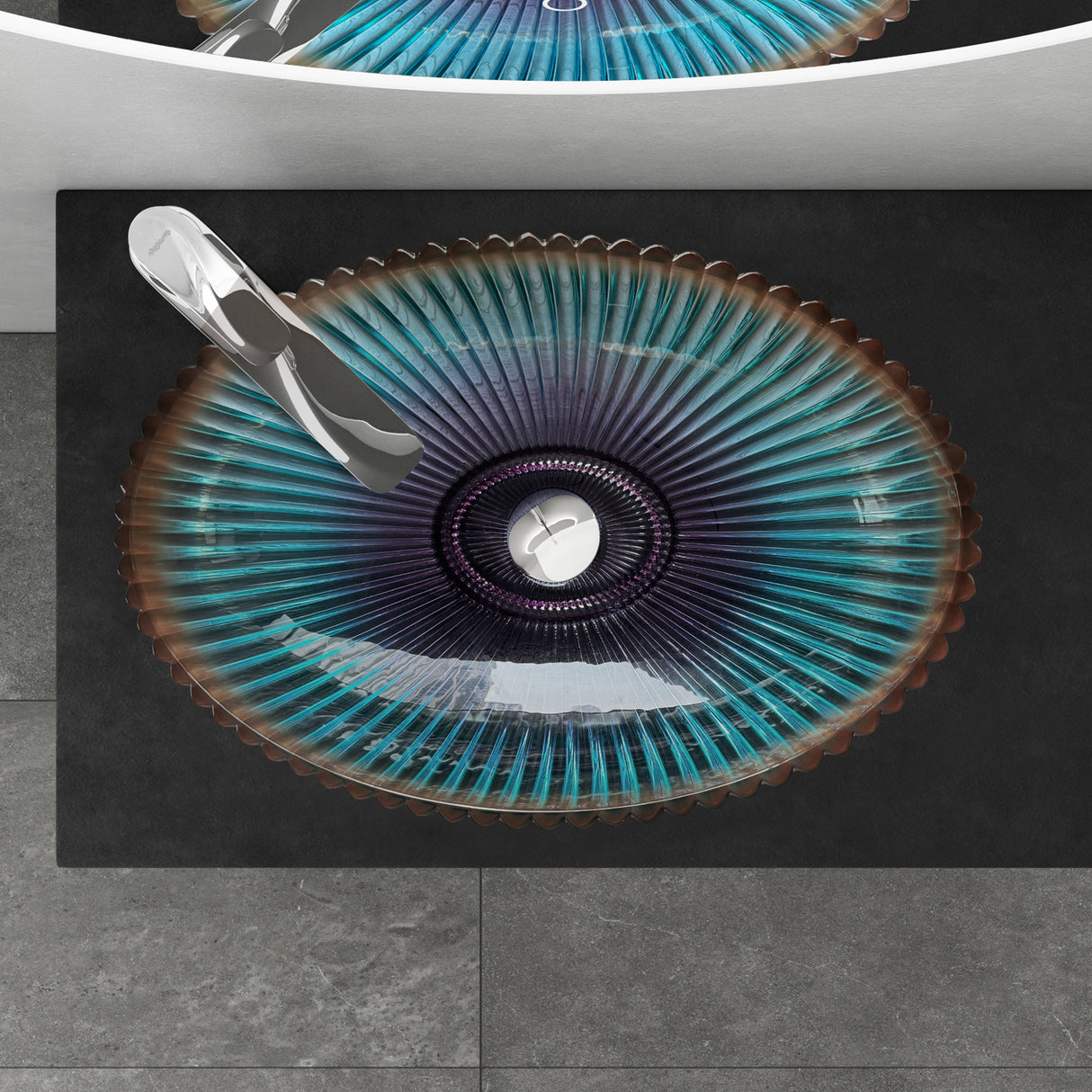 glasvilla Waschbecken Glas Aufsatzwaschbecken Glaswaschbecken Handwaschbecken Waschschale Oval Minerva08