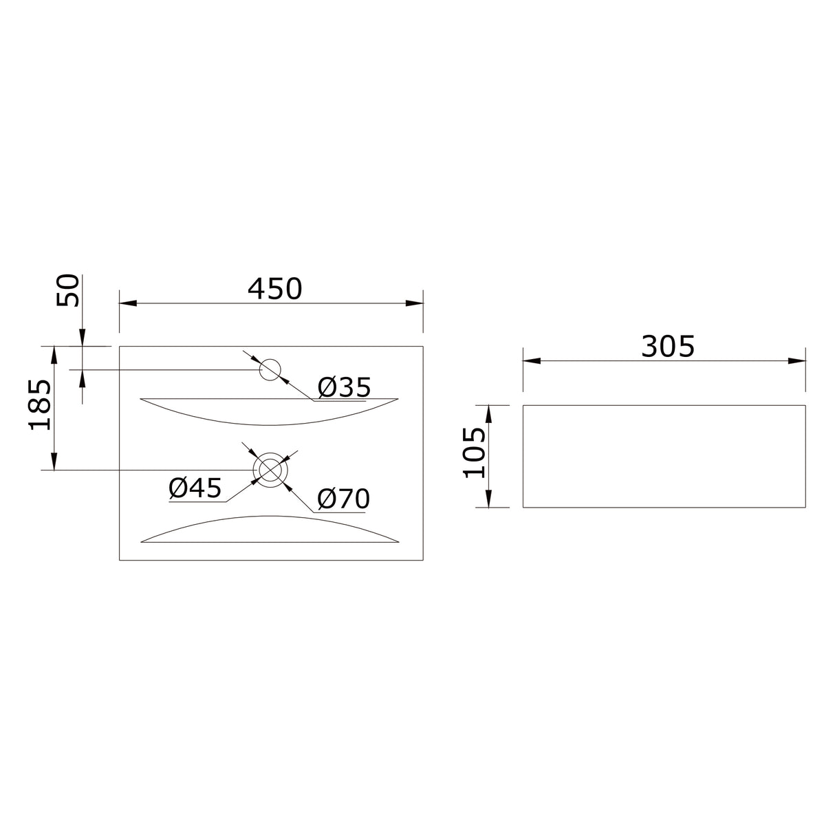 Vasque à poser Glasvilla, dimensions L x P x H : 45 x 30,5 x 10,5 cm, blanche, en céramique, carrée, avec revêtement nano/effet lotus Brussels118c