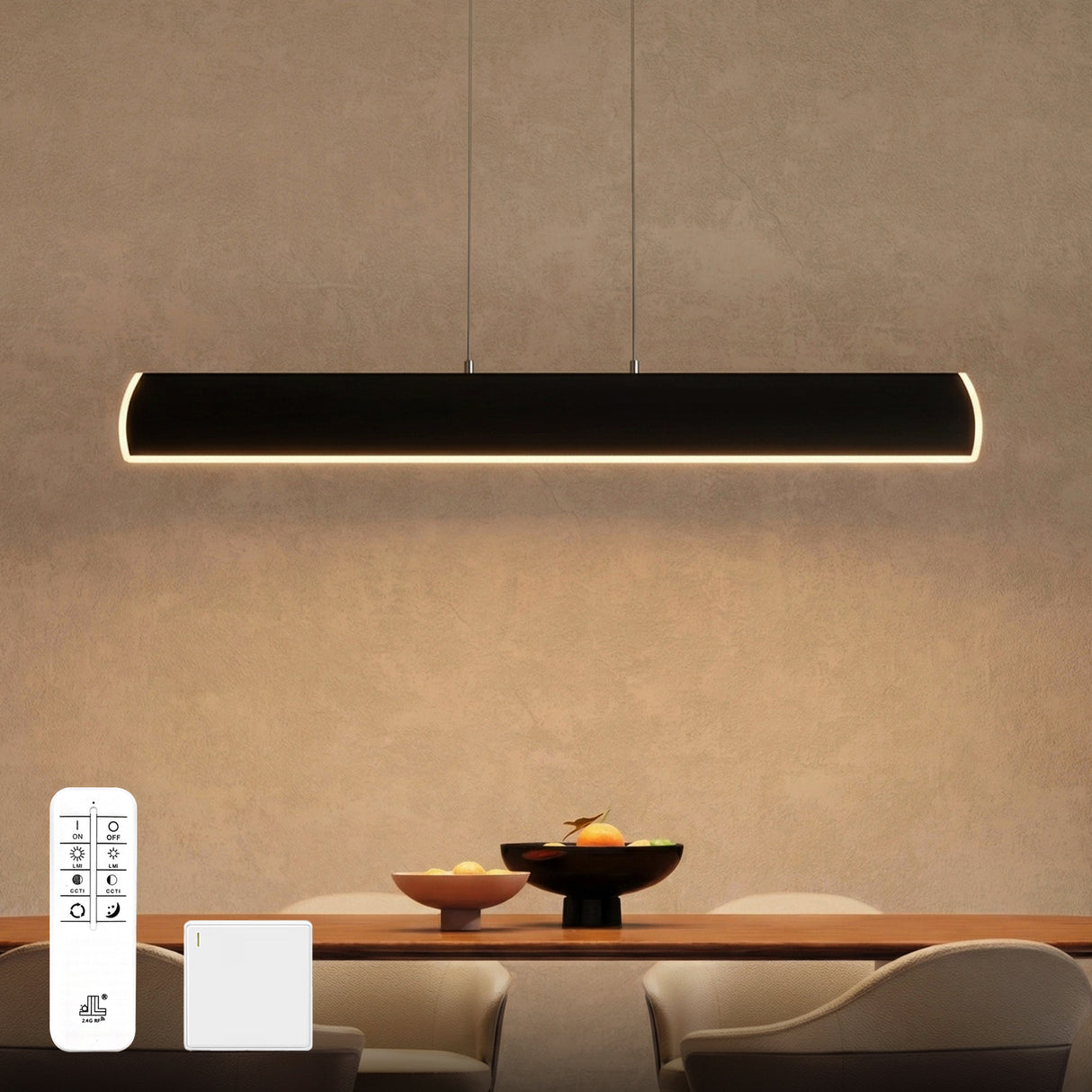 glasvilla Pendelleuchte 100cm LED Hängelampe Dimmbar mit Fernbedienung 3000K/4000K/6000K Verstellbares Kabel 20W Hängeleuchte Alivetta3730