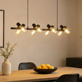 Glasvilla Design – Lámpara colgante LED negra 120 cm con 8 luces E27, cable ajustable (4000K)