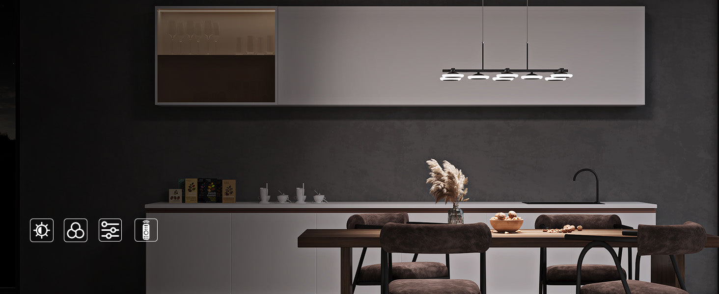 Glasvilla Design – Lámpara colgante LED 72 cm negro mate, regulable con mando 3000K–6000K (32W)
