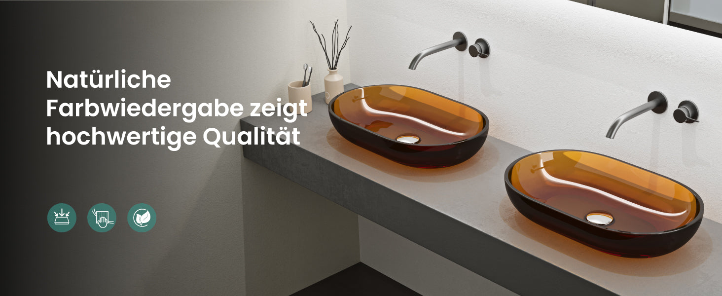 Glasvilla Design Lavabo Sobre Encimera Coloria03 – Resina Oval Translúcida 54 cm