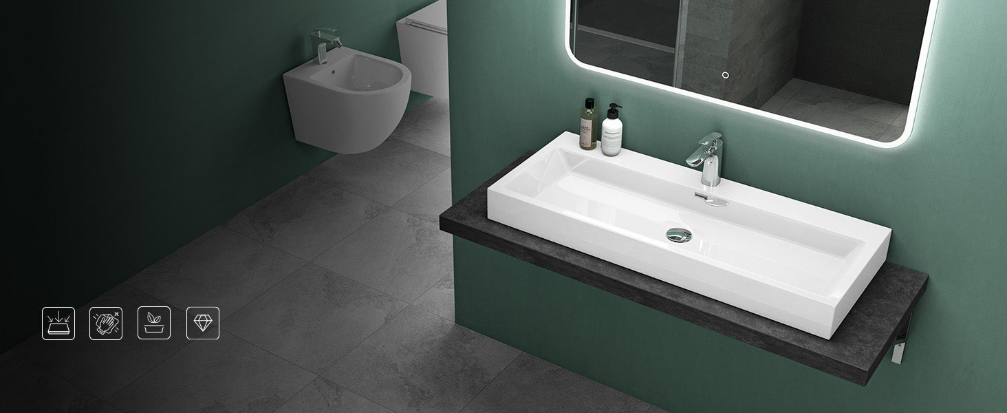 glasvilla Lavabo da Appoggio da Minerale Fuso Lavabo Bagno Sospeso Lavandino Bagno Rettangolare Colossum06
