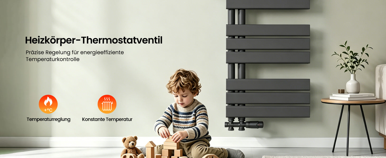 Glasvilla Design – Válvula termostática para radiador con regulador de temperatura (6°–28°C)