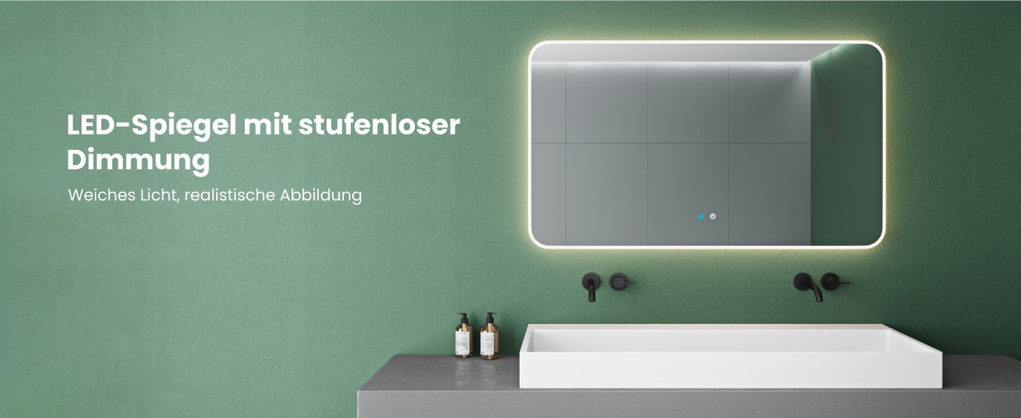 glasvilla Miroir Mural de Salle de Bain Miroir de Salle de Bain LED avec Interrupteur Tactile Antibuée Couche Antibuée