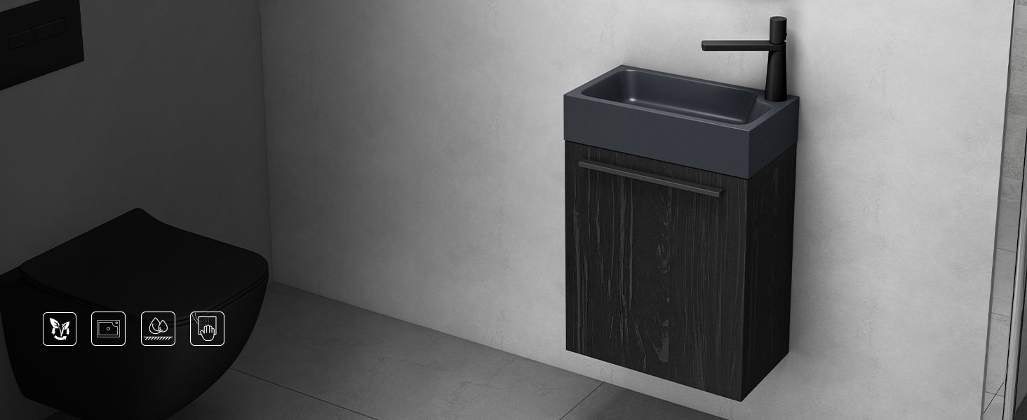 glasvilla Ensemble de Meubles de Salle de Bain avec Meuble Sous-Vasque Lavabo Anthracite Mat et Miroir de Salle de Bain LED 46x26x63 cm Pisa