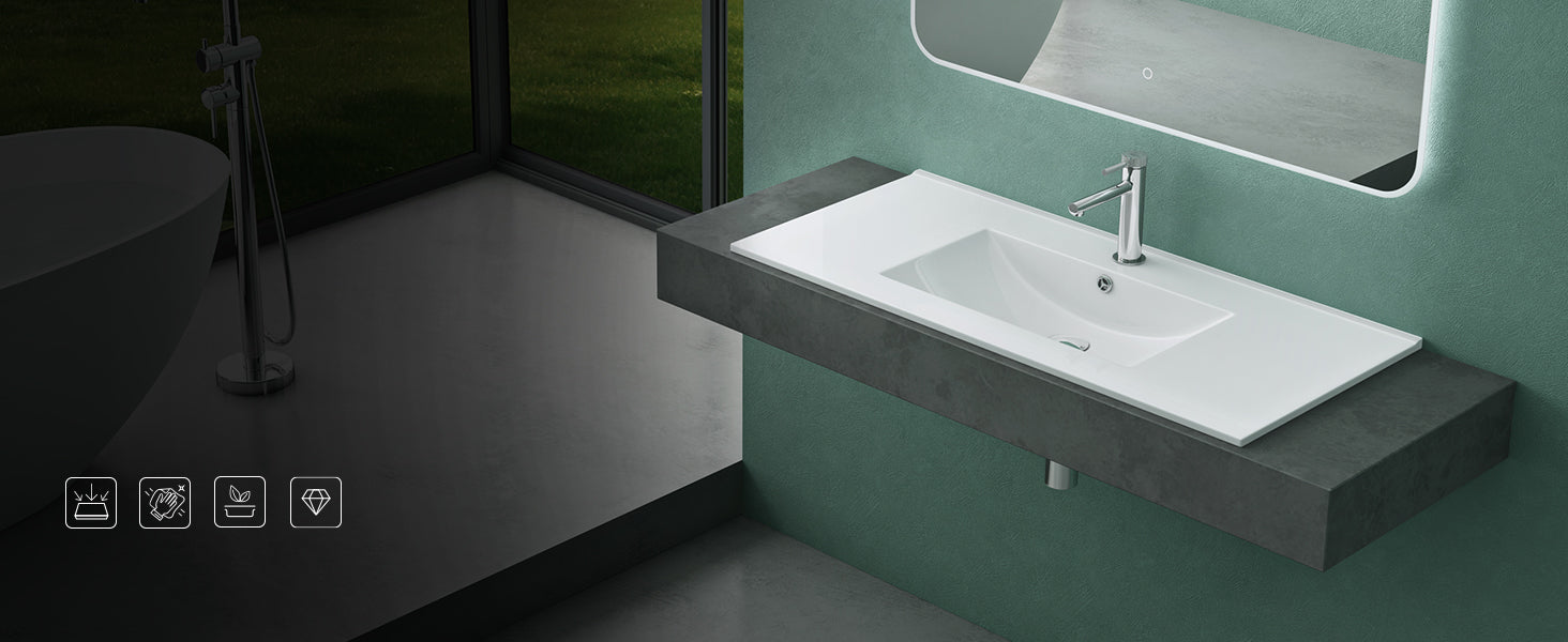 Lavabo de Encastre Glasvilla Brussel911 Cerámica Blanca con Recubrimiento Nano