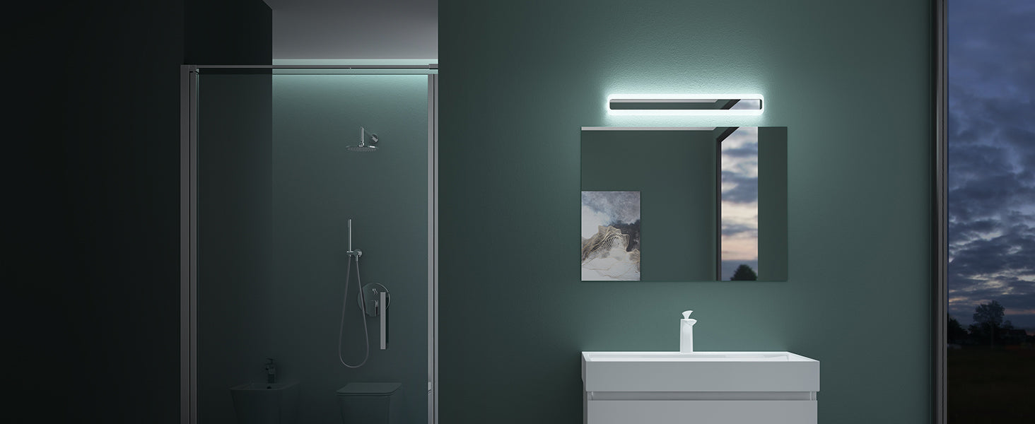 glasvilla Spiegelleuchte LED Badlampe | Spiegellampe, 3000K-6000K Badezimmer Lampe | 3 Farben Dimmbar Schminkleuchte 14W LumaRay