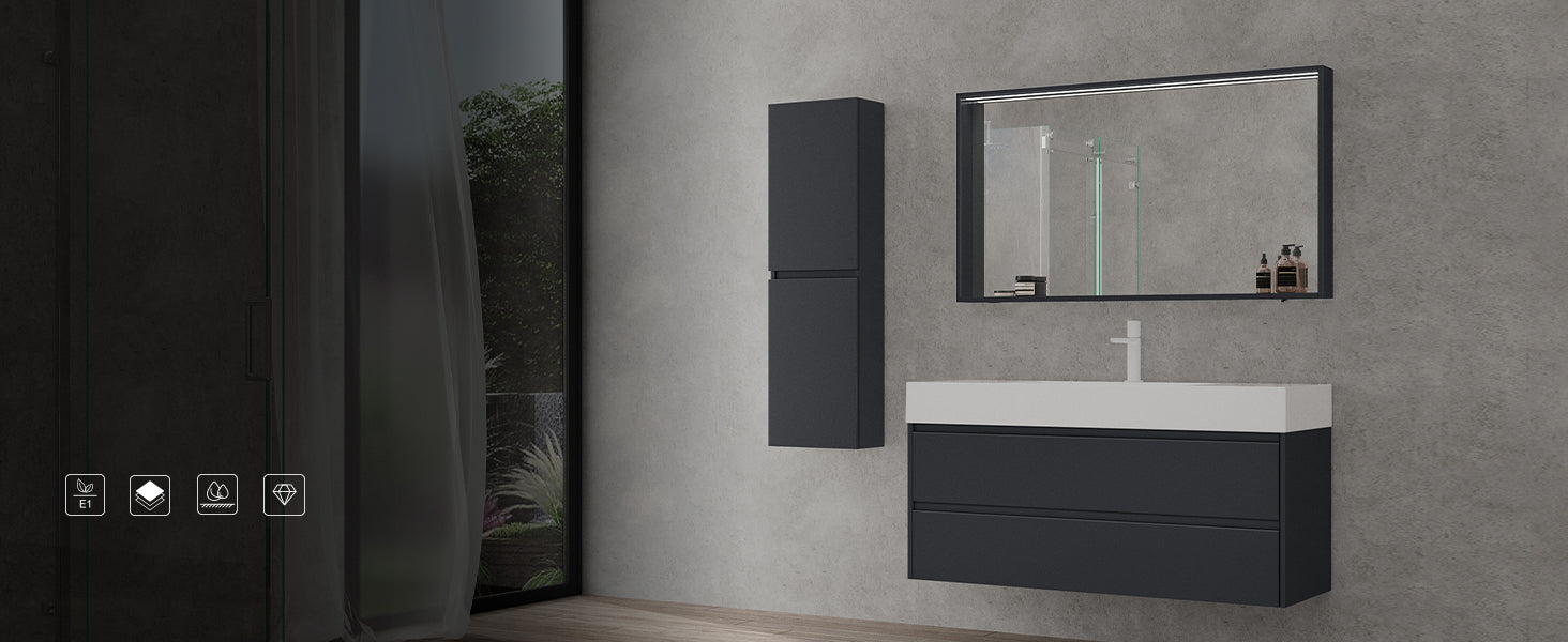 Glasvilla Armario espejo de baño con iluminación integrada, diseño moderno (70 cm)