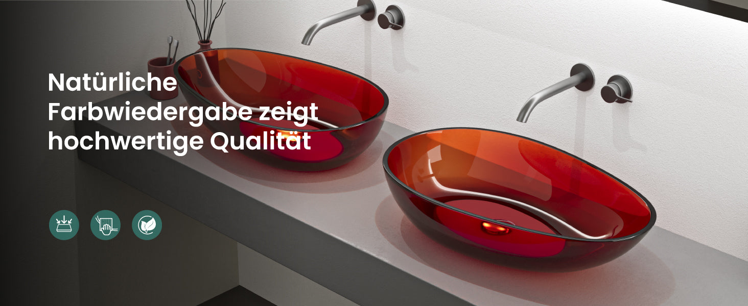 glasvilla Waschbecken Aufsatzwaschbecken aus Kunstharz Waschschale Handwaschbecken Oval 60x36x14cm ohne Hahnloch und Überlauf Coloria04