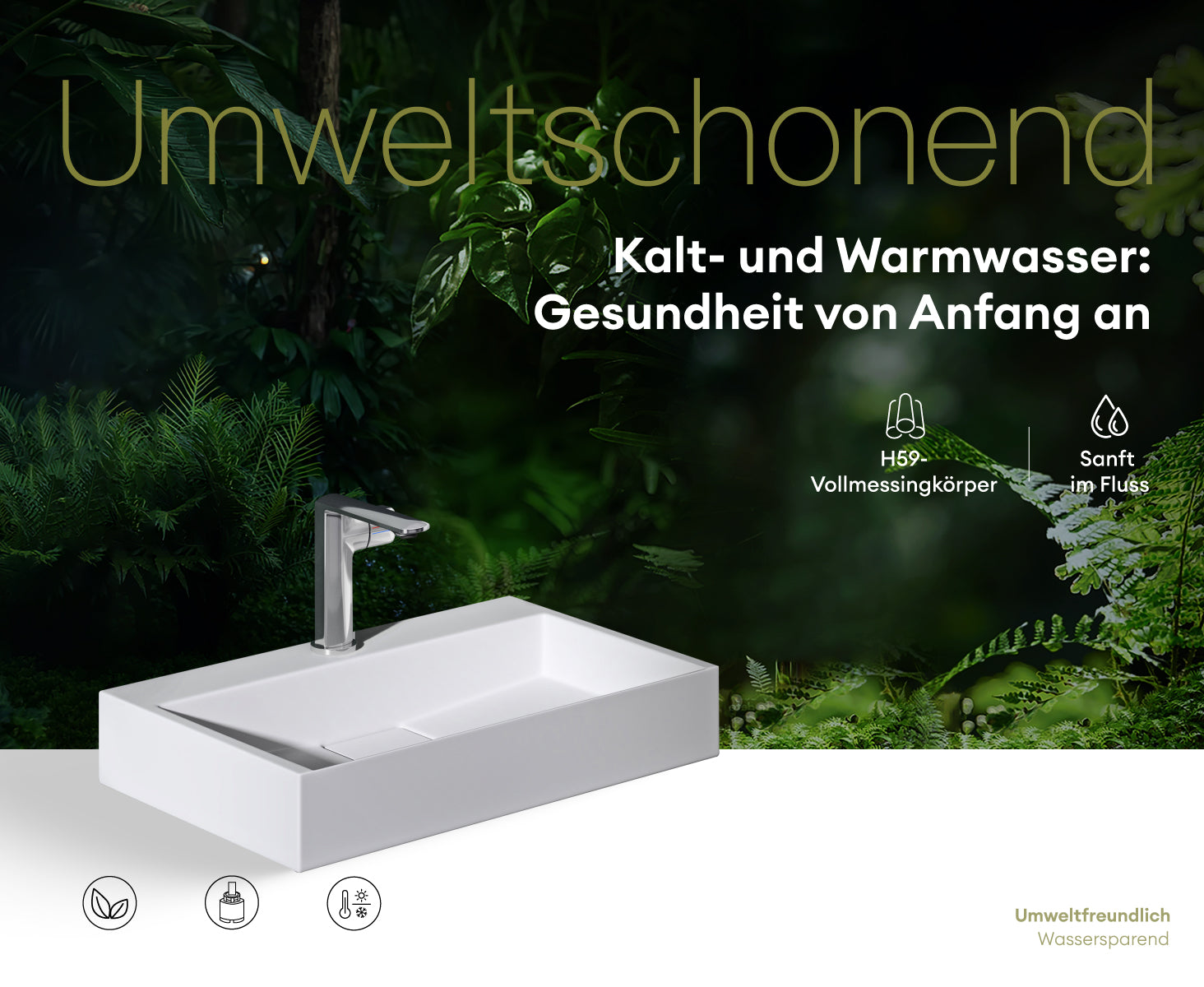 Glasvilla Grifería Monomando para Lavabo | Diseño Moderno | Latón de Alta Calidad | Instalación DIN