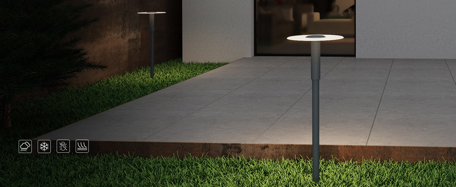 Glasvilla StellaeLights Lámpara exterior de camino IP65 ⌀300×804 mm | Lámpara de poste para jardín LED 6W 3000K luz cálida | Lámpara de pie exterior