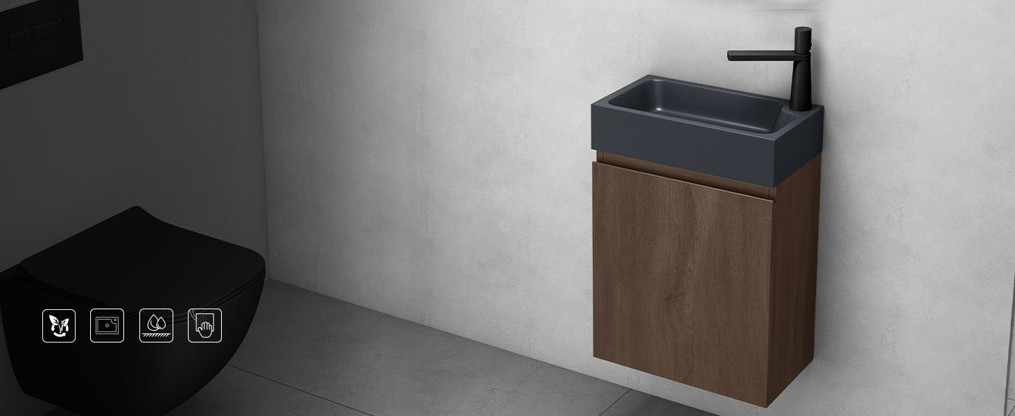 glasvilla Ensemble de Meubles de Salle de Bain avec Lavabo en Anthracite Mat et Meuble Bas pour Lavabo 46x26x63 cm Pisa02