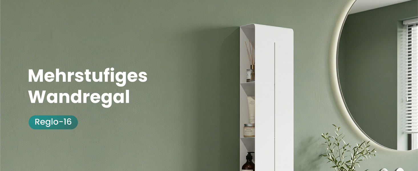 Glasvilla Duschregal mit 4 Ablagen, Duschablage schmal, Wandregal Shampoo Halterung für Dusche, Badezimmer Organizer  Reglo-16