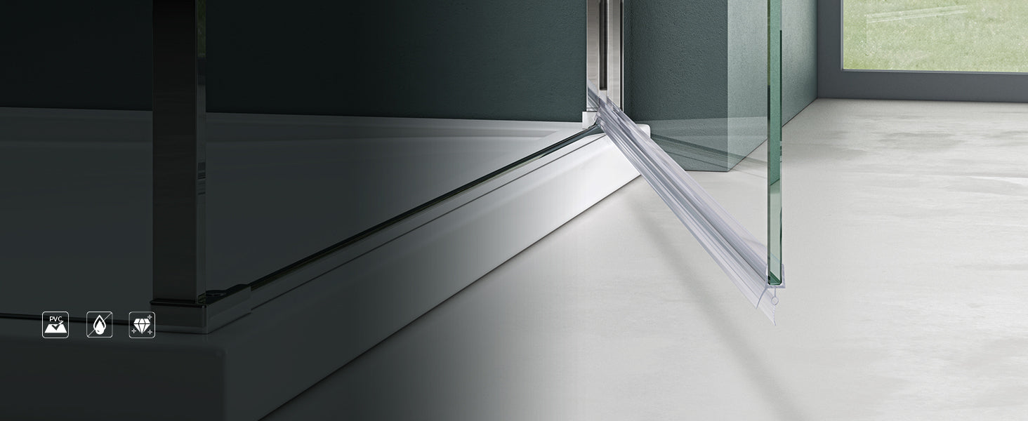 glasvilla Guarnizione Sottoporta in PVC per Box Doccia, Guarnizione per Porta Doccia Vetro da 6-8 mm, Ricambio Orizzontale di Guarnizione per Cabine Doccia