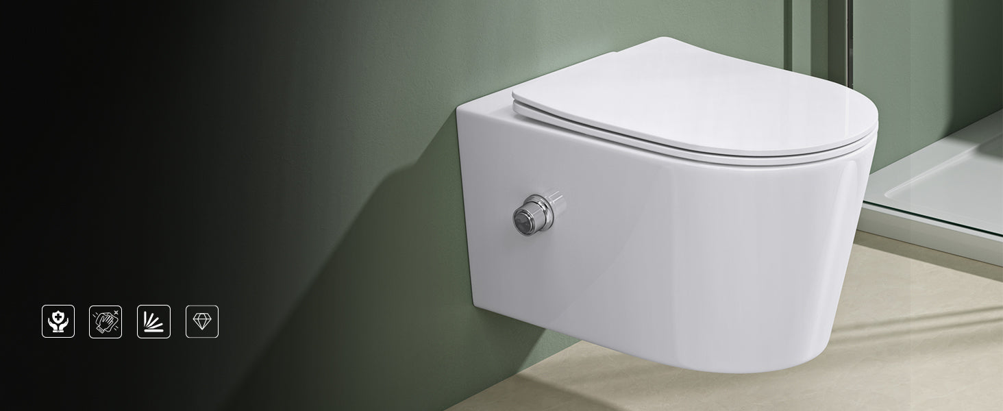 Glasvilla Design – Inodoro suspendido sin reborde Aachen601 con función bidé integrada y Soft-Close