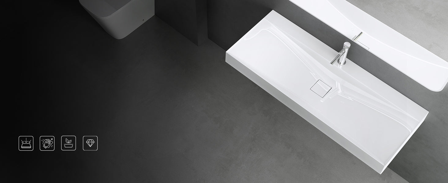 glasvilla Lavabo da Appoggio da Marmo fuso Lavabo Bagno Sospeso Lavandino Bagno Rettangolare Colossum810