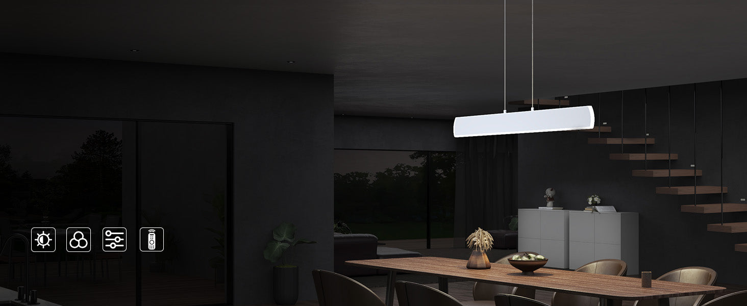 glasvilla Suspension LED Lampe Suspendue Dimmable avec Télécommande Câble Réglable pour Salle À Manger Salon Chambre