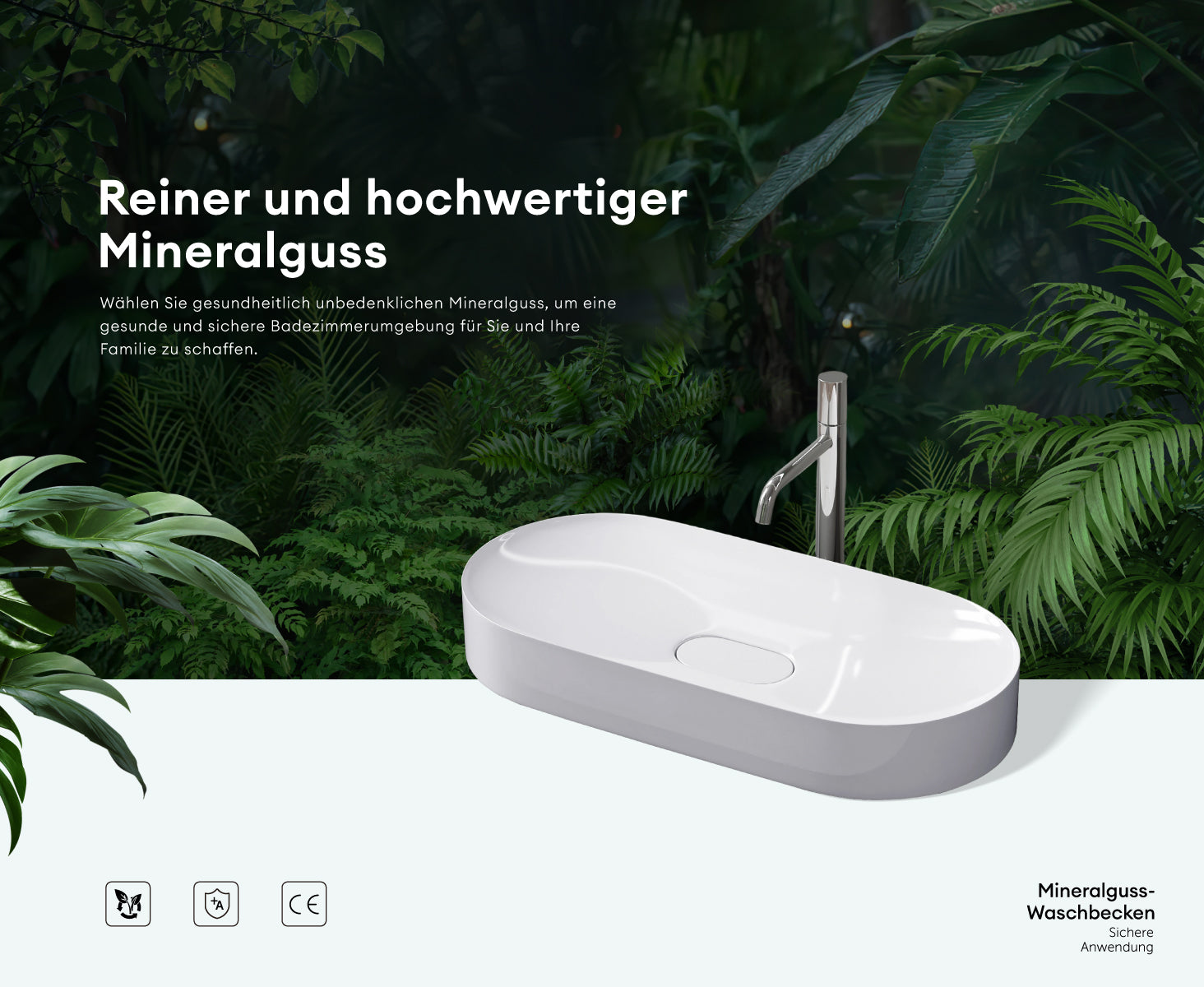 glasvilla Lavabo da Appoggio da Marmo fuso Lavandino Bagno con Rivestimento Nano Colossum826