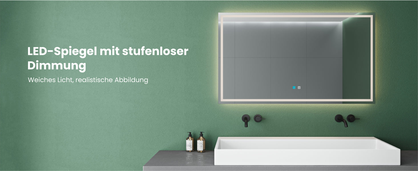 glasvilla Miroir Mural pour Salle de Bain Miroir LED avec Interrupteur Tactile Anti-Buée LED-Spiegel02