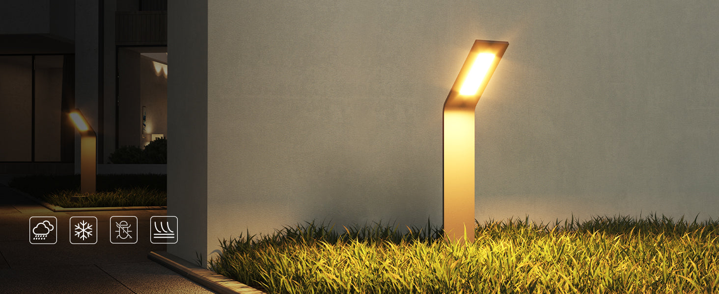 glasvilla Außenleuchte IP65 Wegeleuchte Außen | Pollerleuchte für Garten, 3000K Stehlampe Gartenlampe | Außenlampe Standleuchte 6W Pfadfinder