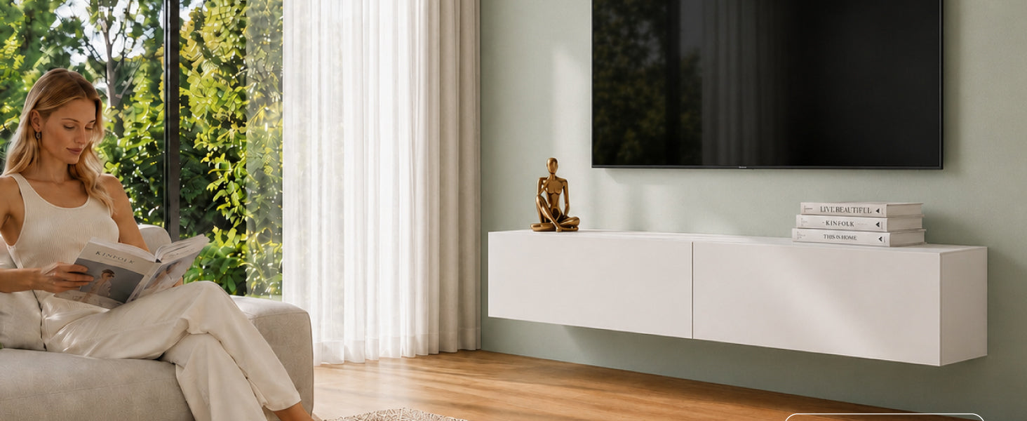 Glasvilla Design – Mueble TV suspendido con cierre suave y tirador oculto (Fernsehschrank02)