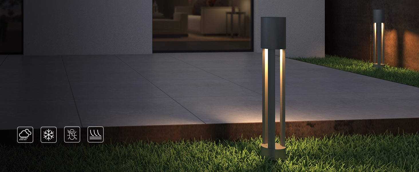 Glasvilla NeoForge Lámpara exterior de camino IP65 ⌀120×700 mm | Lámpara de poste para jardín LED 10W 3000K luz cálida | Lámpara de pie exterior