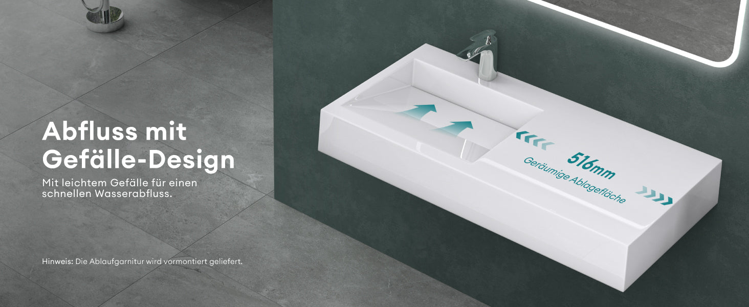 glasvilla Lavabo da Appoggio da Marmo Fuso Lavabo Bagno Sospeso Lavandino Bagno Rettangolare Col11