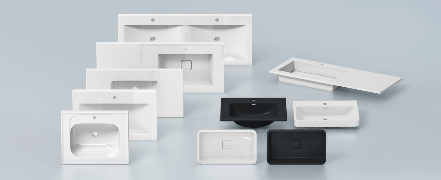 glasvilla Lavabo Incasso da Marmo fuso Lavabo Sottopiano Rettangolare Lavandino Bagno con 1 Foro per Rubinetto e Troppopieno Col01