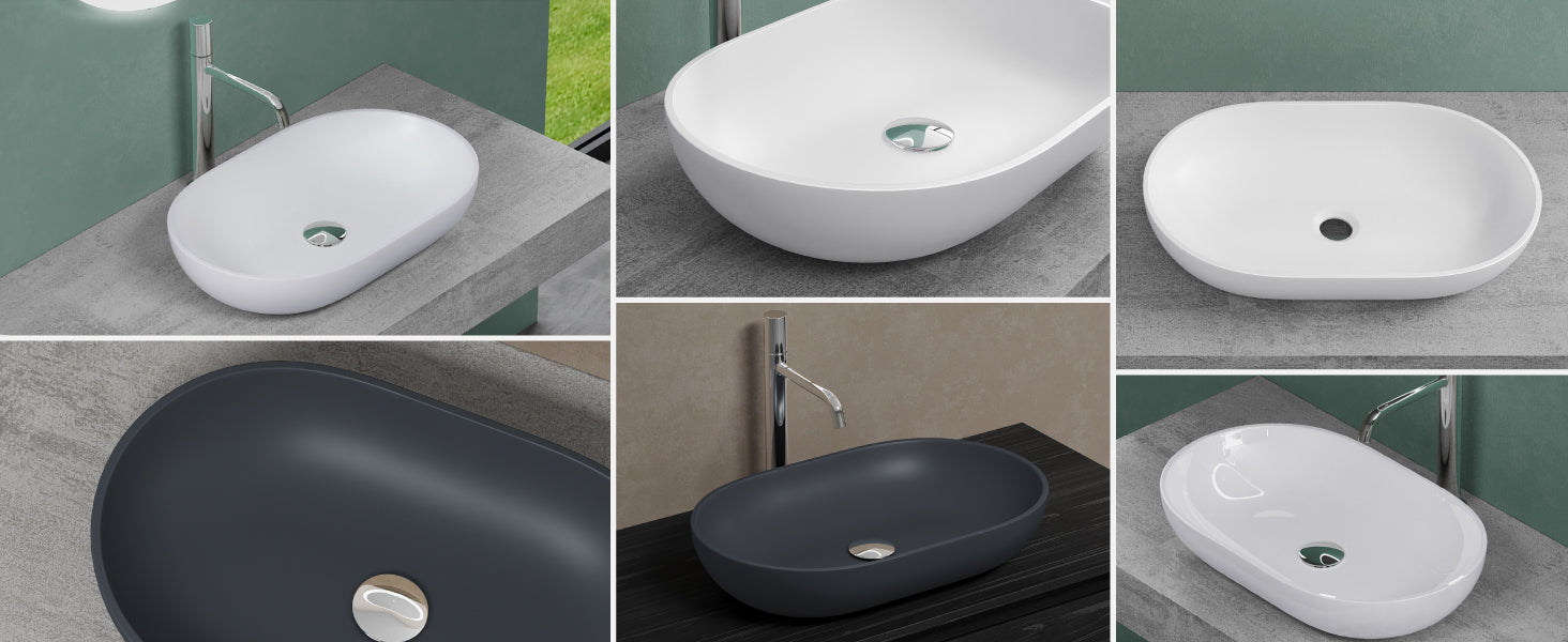 glasvilla Lavabo da Appoggio da Marmo Fuso Lavandino Bagno da Appoggio Colossum808