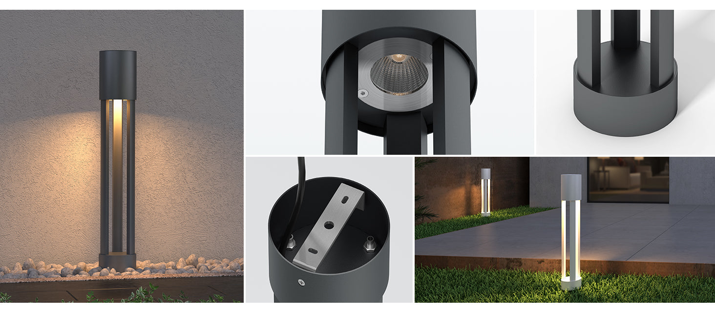 Glasvilla NeoForge Lámpara exterior de camino IP65 ⌀120×700 mm | Lámpara de poste para jardín LED 10W 3000K luz cálida | Lámpara de pie exterior