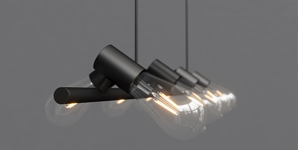 Glasvilla Design – Lámpara colgante LED negra 120 cm con 8 luces E27, cable ajustable (4000K)