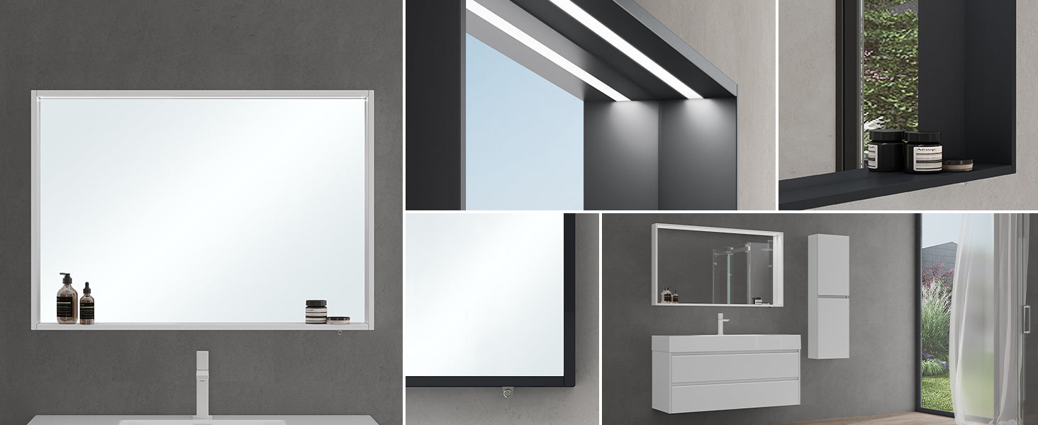 Glasvilla Armario espejo de baño con iluminación integrada, diseño moderno (70 cm)