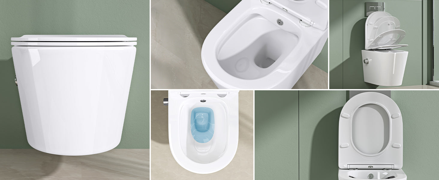 Glasvilla Design – Inodoro suspendido sin reborde Aachen601 con función bidé integrada y Soft-Close