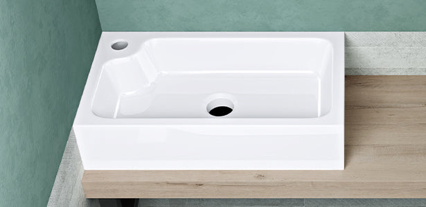 Lavabo de Invitados Glasvilla Col101  Mineral Cast Compacto con Orificio para Grifo (46 cm)