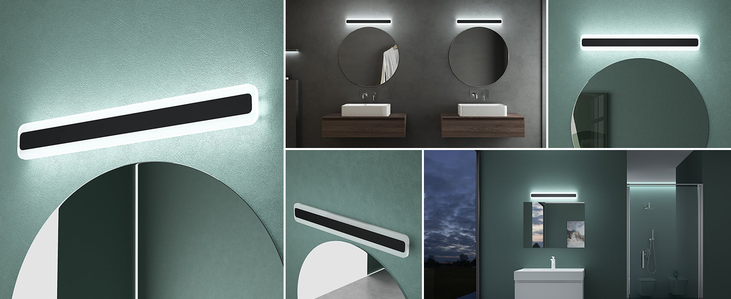 glasvilla Spiegelleuchte LED Badlampe | Spiegellampe, 3000K-6000K Badezimmer Lampe | 3 Farben Dimmbar Schminkleuchte 14W LumaRay