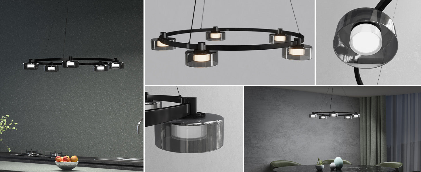 Glasvilla Design – Lámpara colgante LED negra regulable 3000K–6000K con cable ajustable