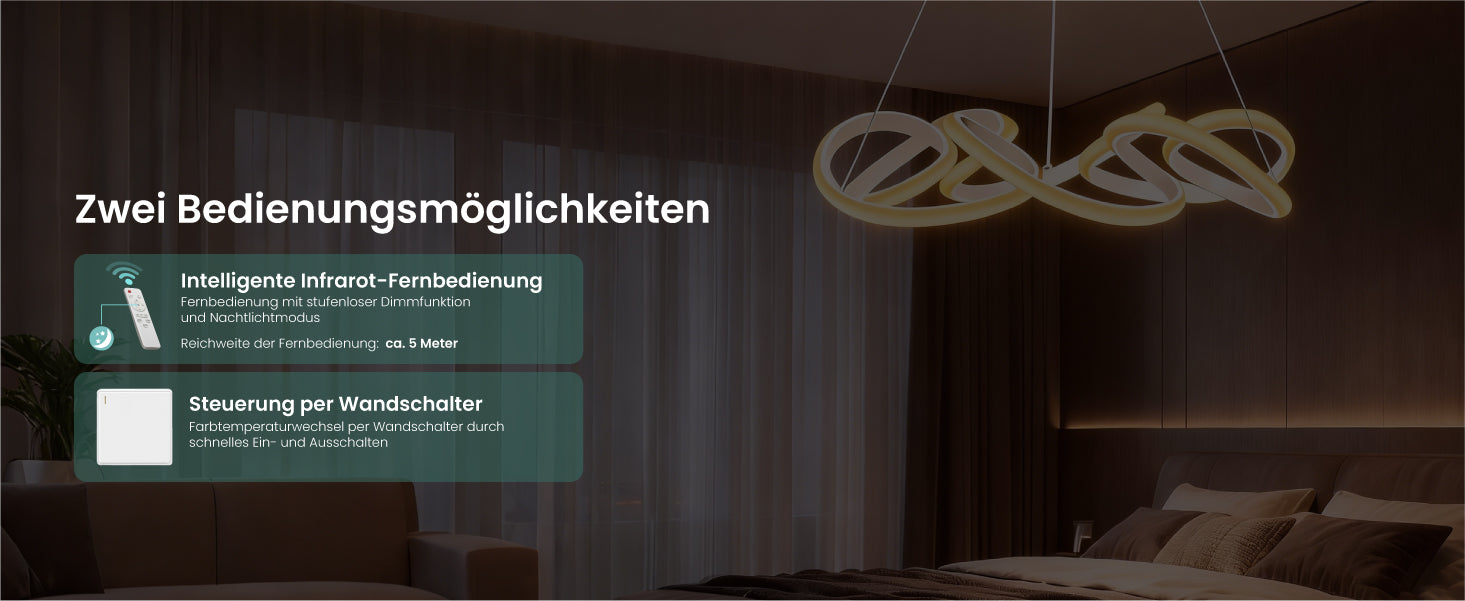 glasvilla Lampadario a Sospensione 67W con Filo 100 CM, Altezza Regolabile, Lampada da Soffitto a Sospensione per Camera da Letto e Soggiorno, 52cm, Bianco, Alivetta25040