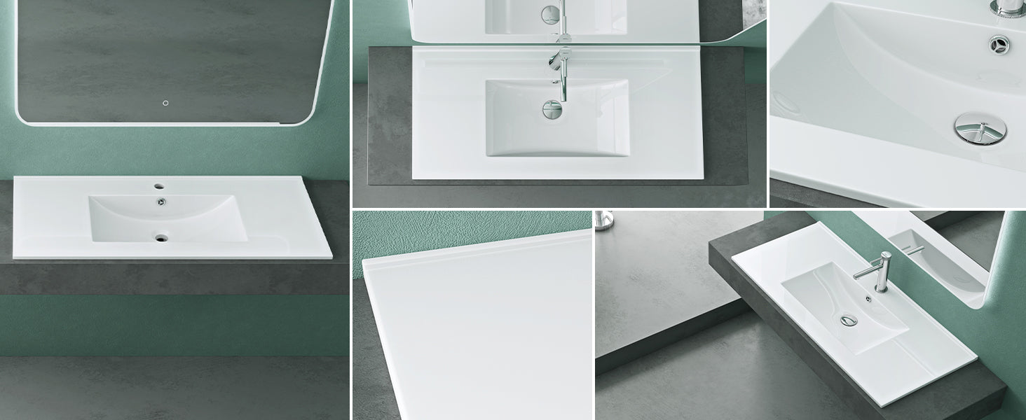 Lavabo de Encastre Glasvilla Brussel911 Cerámica Blanca con Recubrimiento Nano