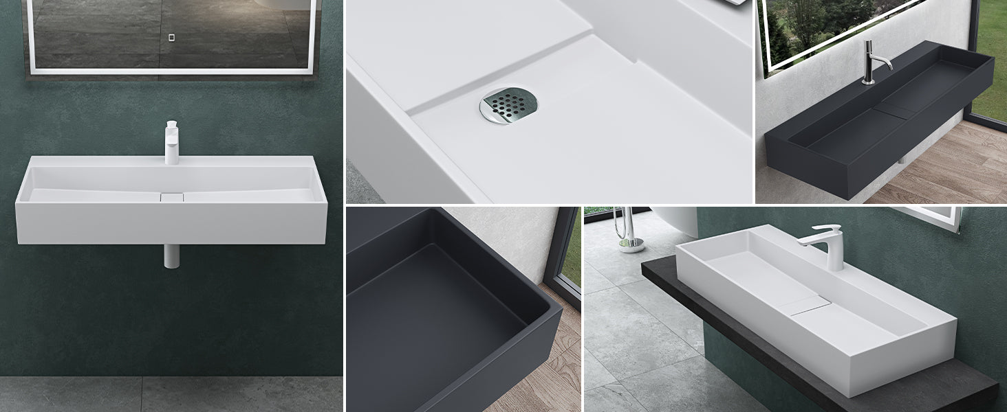 glasvilla Lavabo da Appoggio da Marmo Fuso Lavabo Bagno Sospeso Lavandino Bagno con Foro per la Rubinetteria Col6028