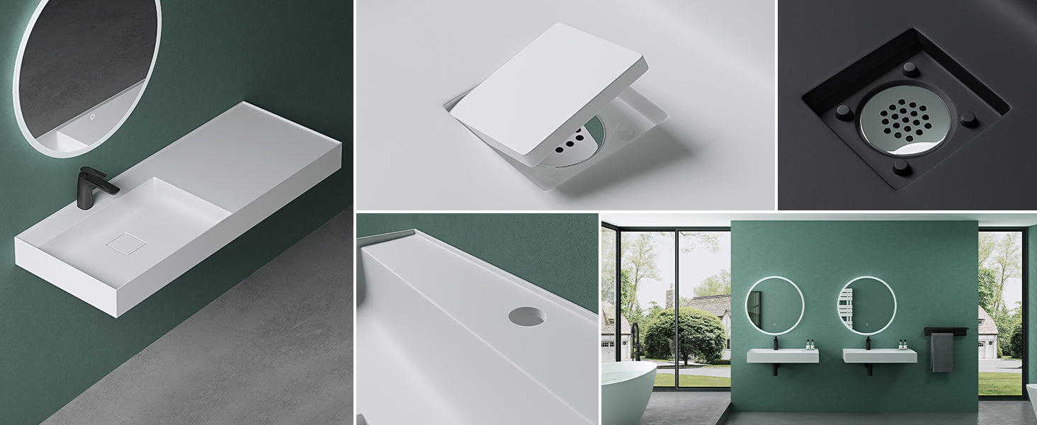 glasvilla Lavabo Bagno Sospeso da Marmo Fuso Lavandino Bagno a Parete Lavabo Rettangolare Colossum630