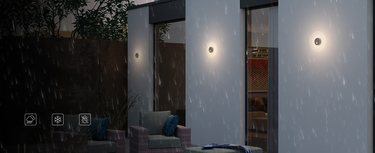 Glasvilla Design Aplique Exterior LED LunaLights 6W – Luz Cálida 3000K con Sensor de Movimiento IP65