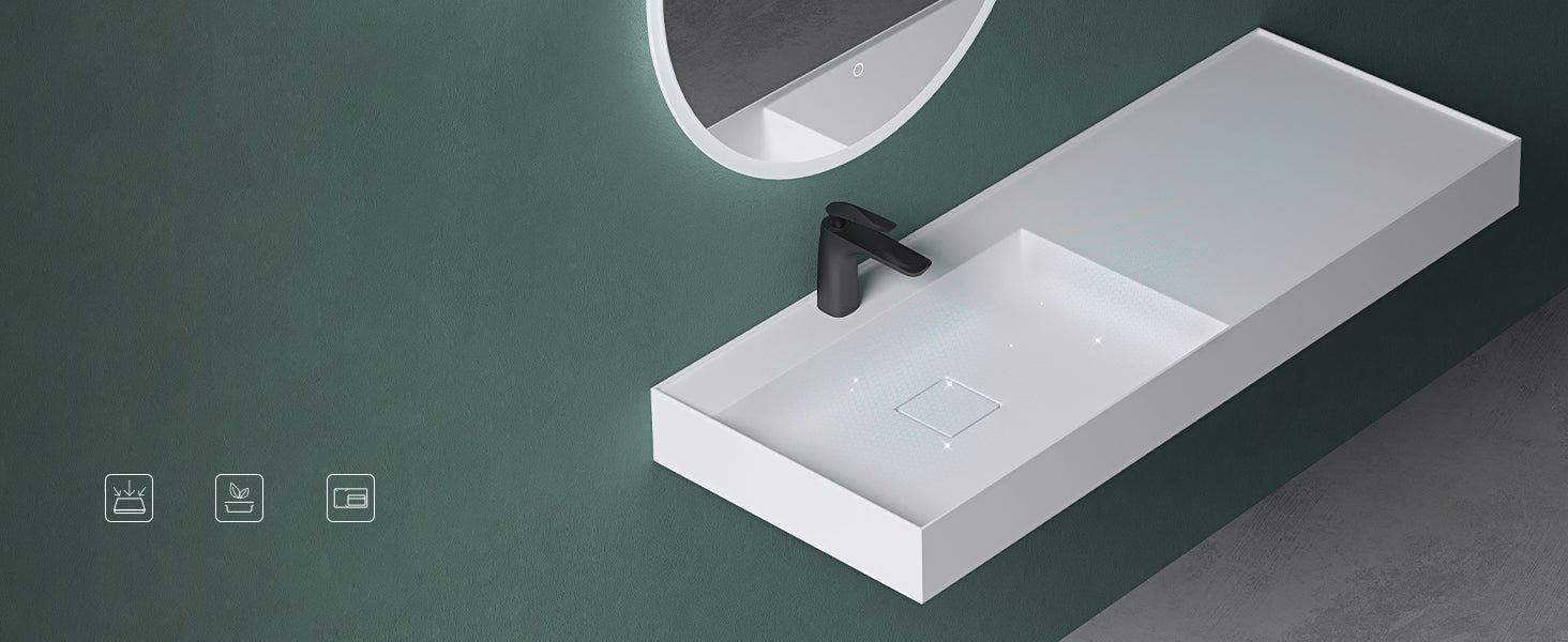 glasvilla Lavabo Bagno Sospeso da Marmo Fuso Lavandino Bagno a Parete Lavabo Rettangolare Colossum630