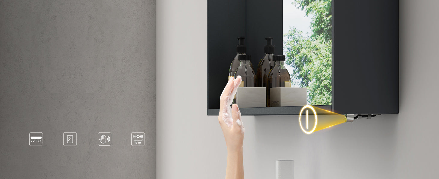 Glasvilla Armario espejo de baño con iluminación integrada, diseño moderno (70 cm)
