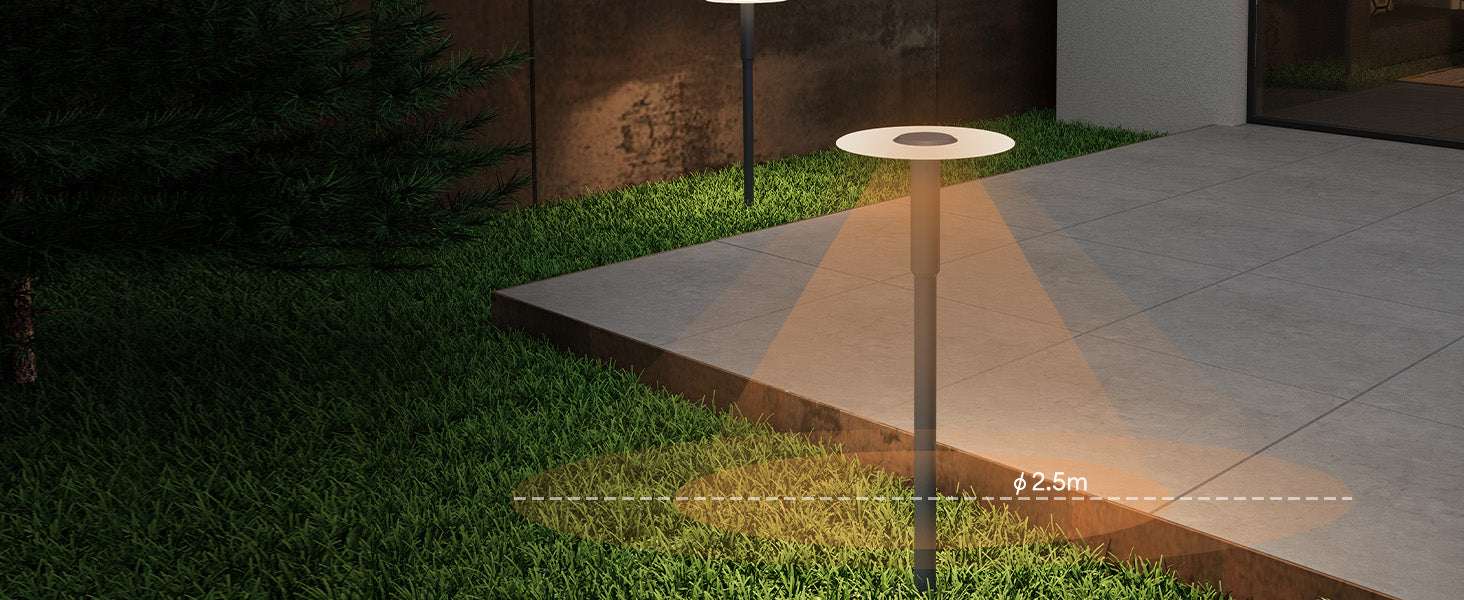 Glasvilla StellaeLights Lámpara exterior de camino IP65 ⌀300×804 mm | Lámpara de poste para jardín LED 6W 3000K luz cálida | Lámpara de pie exterior