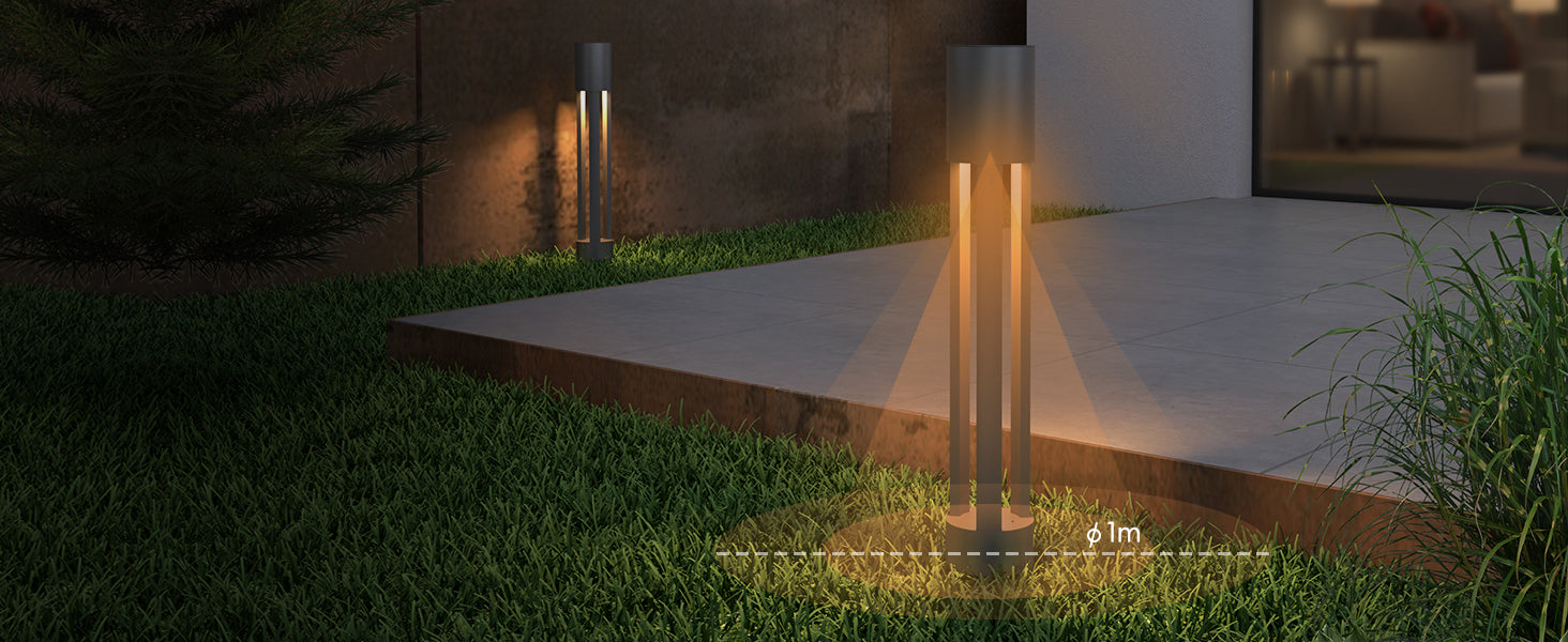Glasvilla NeoForge Lámpara exterior de camino IP65 ⌀120×700 mm | Lámpara de poste para jardín LED 10W 3000K luz cálida | Lámpara de pie exterior
