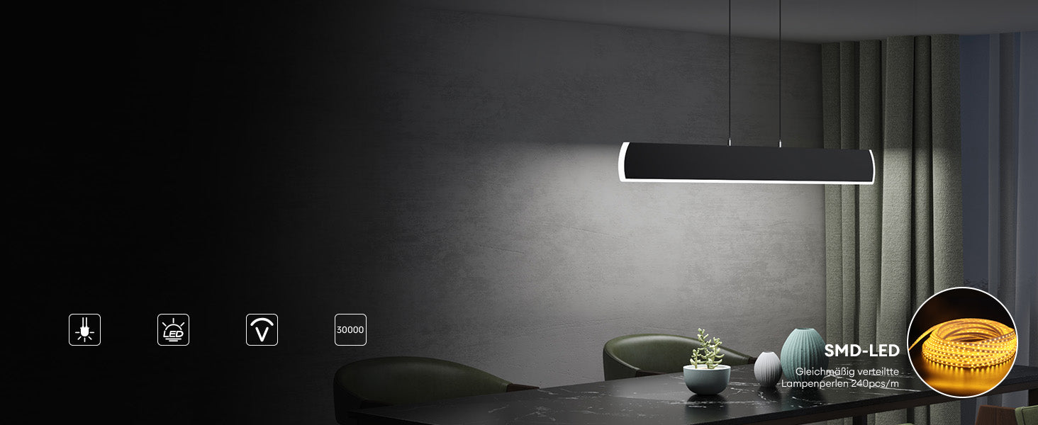 glasvilla Suspension LED Lampe Suspendue Dimmable avec Télécommande Câble Réglable pour Salle À Manger Salon Chambre