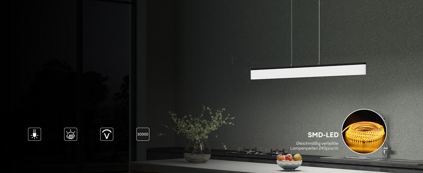 Glasvilla Design – Lámpara colgante LED regulable con mando, 3000K–6000K, cable ajustable (20W / 24W)